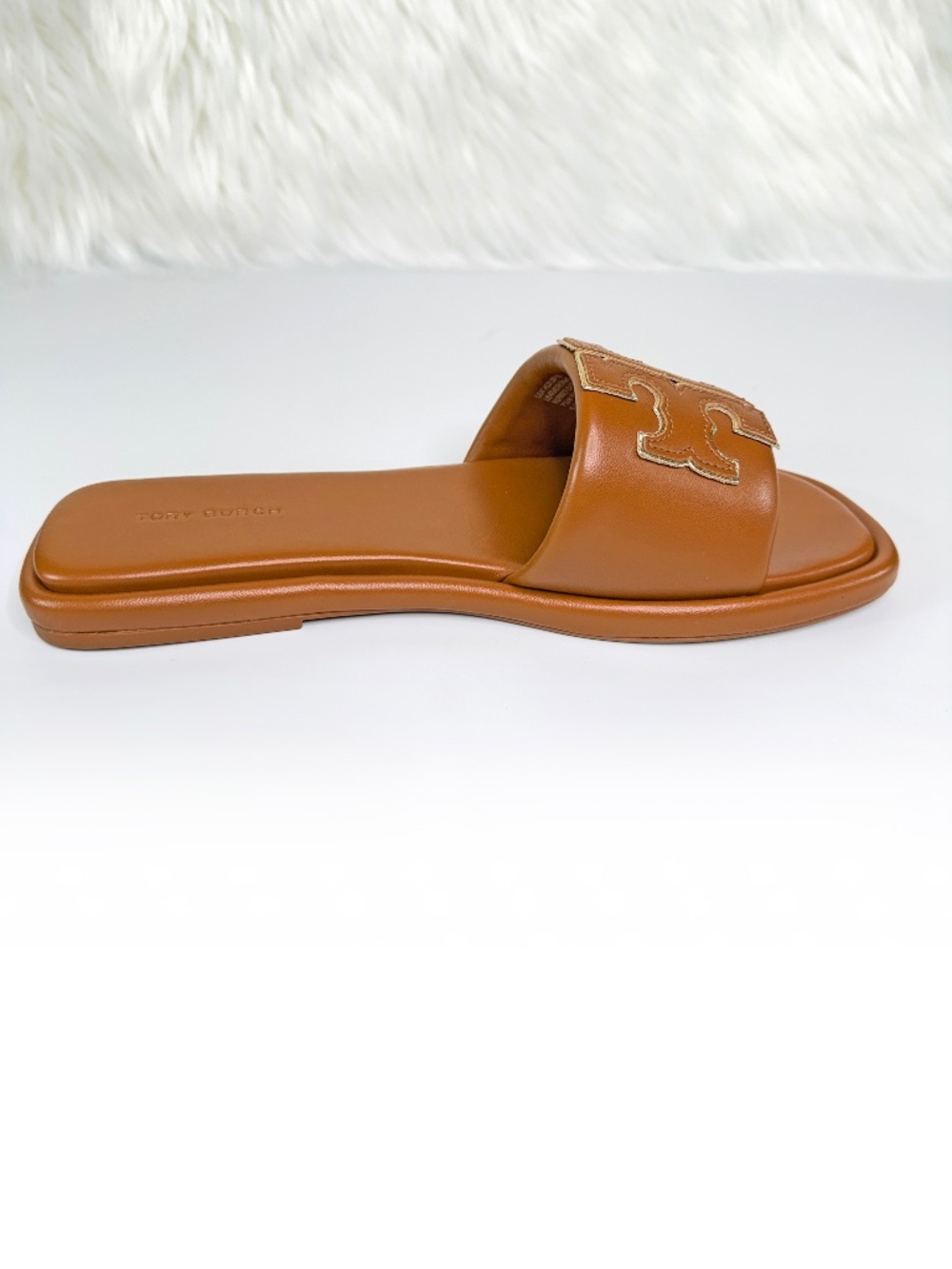Tory Burch Double T Sport Slide Leather Sandals - Bourbon Miele - Picture 4 of 8